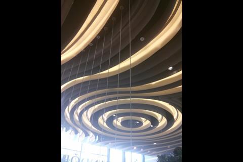 The ornate ceiling of the Pandora Park House store